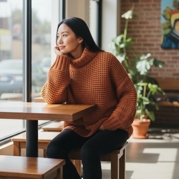 Free People Rust Cowl Neck Sweater - Picture 2 of 11
